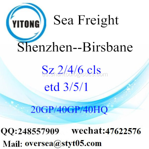 Flete mar del puerto de Shenzhen a Brisbane